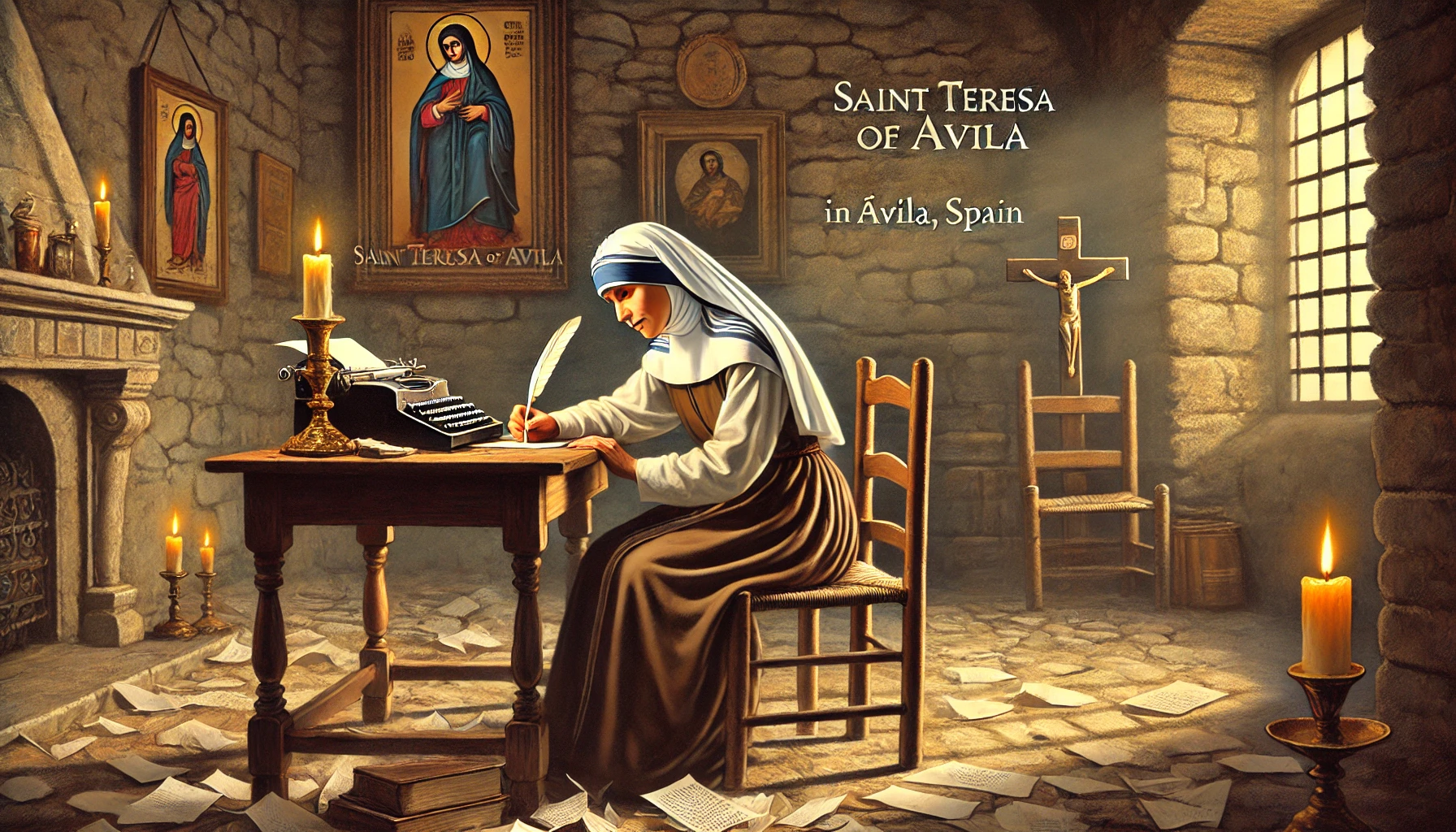 Santa Teresa en un entorno cotidiano en Ávila